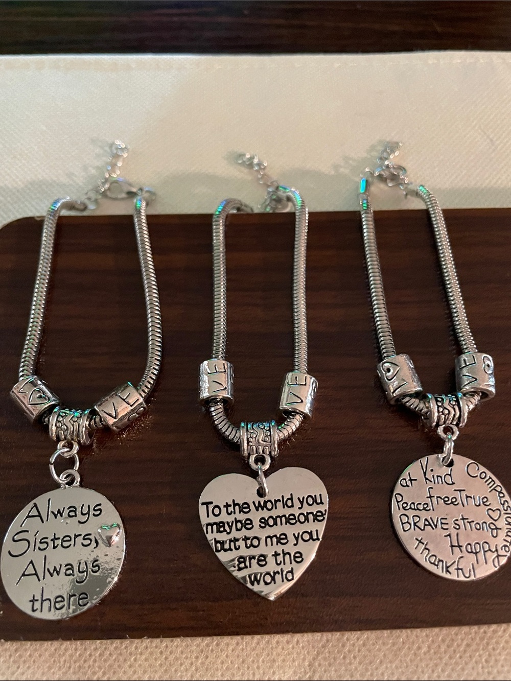 7” LOVE theme Stainless Steel pendant - inspirational and sisterhood.